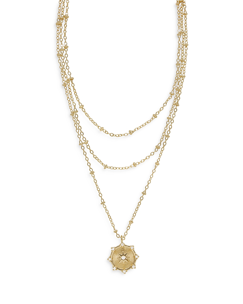 Ettika Compass Keepsake Layered 18k Gold Plated Necklace, 14-17 In Gold