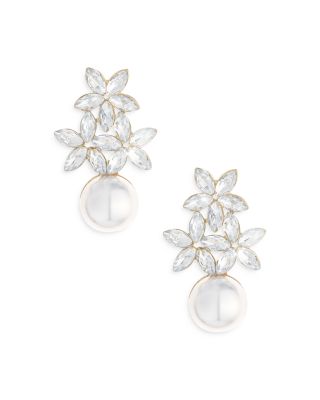 Ettika - Best Day Floral Faux Pearl Earrings in 18K Gold Plate