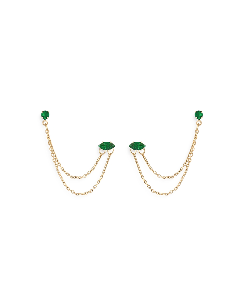 Ettika Draped Chain Double Piercing Earrings in 18K Gold Plate · OS