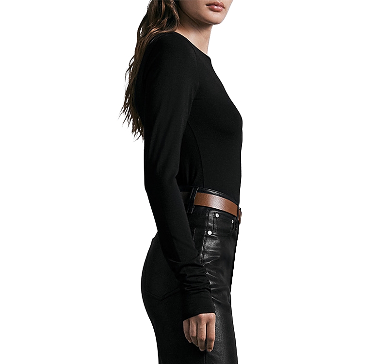 Rag & Bone Luca Slim Long Sleeve Tee In Blk