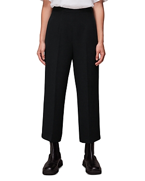 Whistles Wide Leg Cropped Trousers In Black