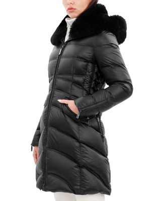Cloe Shearling Hooded Quilted Coat