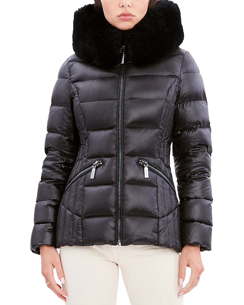 Dawn Levy Nikki Hooded Down Shearling Jacket In Black