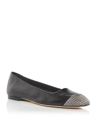 Aeyde - Women's 053 Inga Black/Lizard Print Square Toe Flats