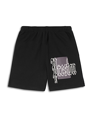 Heron Preston Color Blocks Cotton Logo Print Regular Fit Sweat Shorts In Black Gray