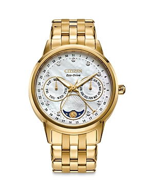Shop Citizen Eco-drive Calendrier Watch, 37mm In White/gold