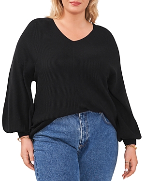 1.state Plus Bubble Sleeve Sweater In Rich Black