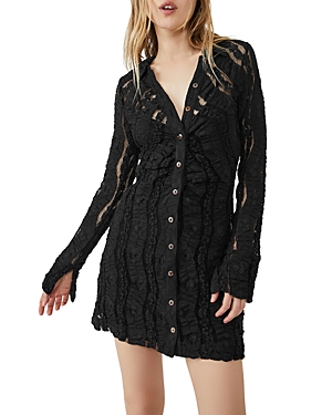 Free People Shayla Long Sleeve Lace Mini Shirtdress In Black | ModeSens Free People Shayla Long Sleeve Lace Mini Shirtdress In Black | ModeSens