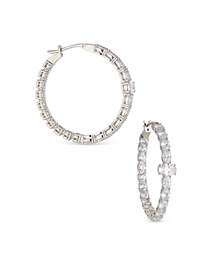 Nadri Shine On Inside Out Stone Hoop Earrings In Silver