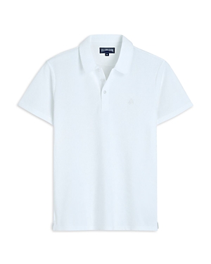 Shop Vilebrequin Organic Cotton Terry Logo Embroidered Regular Fit Polo Shirt In White