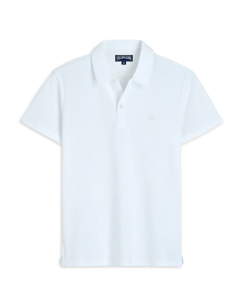 Vilebrequin Pacific Logo-embroidered Cotton-blend Terry Polo Shirt In Blanc