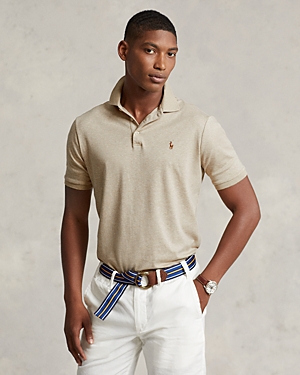 Shop Polo Ralph Lauren Classic Fit Soft Cotton Polo Shirt In Sand Heather