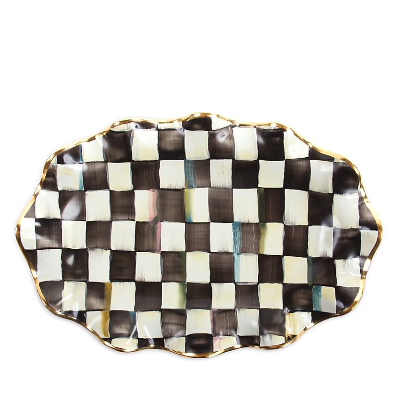Mackenzie-childs Courtly Check Ceramic Serving Platter In Black