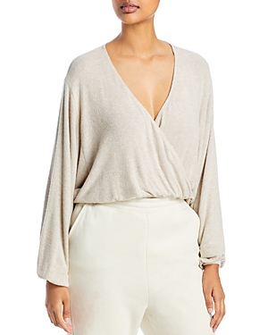 Shop Beyond Yoga Wrapped Up Pullover In Oatmeal