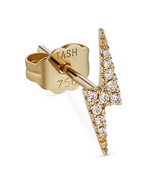 Maria Tash Gold 11mm Diamond Lightning Bolt Threaded Stud Earring In Gold