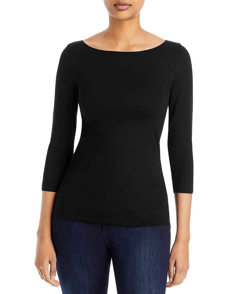 Majestic Filatures Boatneck Three Quarter Sleeve Top