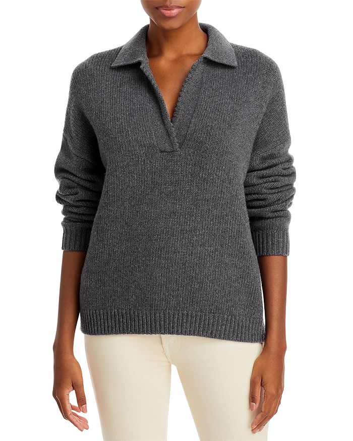 Theory Scalloped Edge Felted Polo Sweater | Bloomingdale's