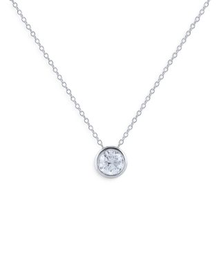 Bloomingdale's Diamond Solitaire Pendant Necklace In 14K White Gold, 1. ...