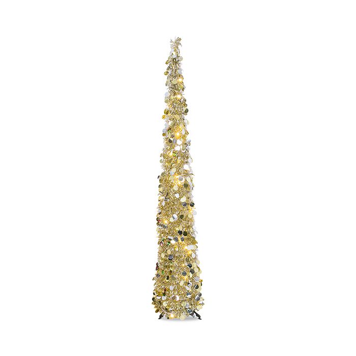 Gerson Company 6.5' Lighted Silver & Gold Tinsel Tree | Bloomingdale's