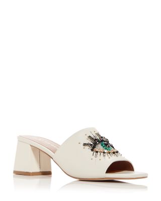 KURT GEIGER LONDON - Olive Embellished Eye Block Heel Slide Sandals