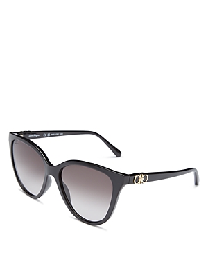 Photos - Sunglasses Salvatore Ferragamo Cat Eye , 57mm Black/Black Gradient SF1056SL 