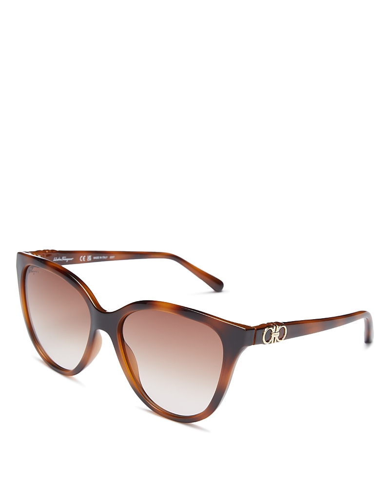 Ferragamo Gancini Injection Plastic Cat-eye Sunglasses In Tortoise/borwn Gradient