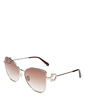 Ferragamo Crystal Gancini Metal Cat-eye Sunglasses In Gold/brown Gradient