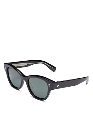 Oliver Peoples Eadie Polarized Round Sunglasses, 51mm In Black/black Solid