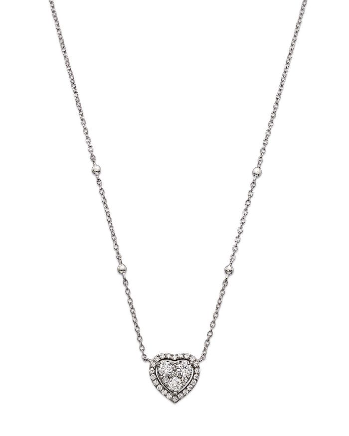 Bloomingdale's Diamond Heart Pendant Necklace in 14K White Gold, 0.75 ...