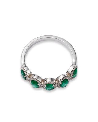 Emerald & Diamond Multi-Halo Ring in 14K White Gold 