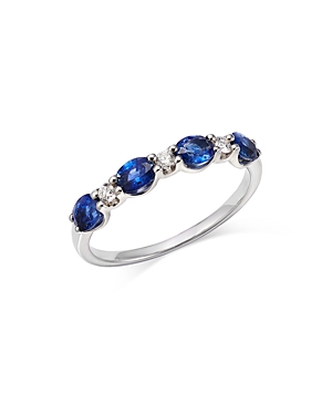 Bloomingdale's Blue Sapphire & Diamond Stacking Ring In 14k White Gold - 100% Exclusive In Blue/white