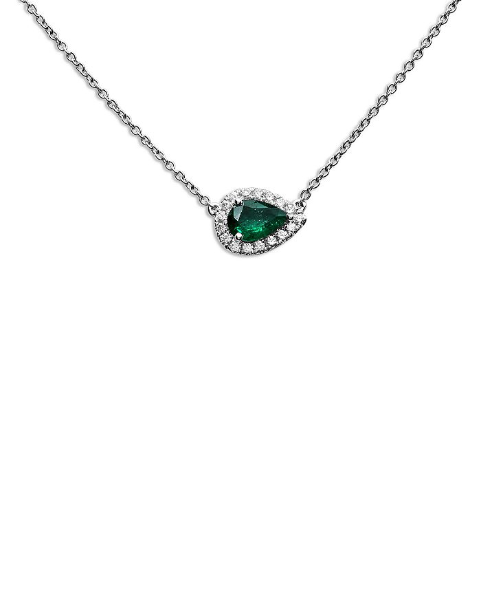 Bloomingdale's - Emerald & Diamond Pendant Necklace in 18K White Gold, 18" - 100% Exclusive