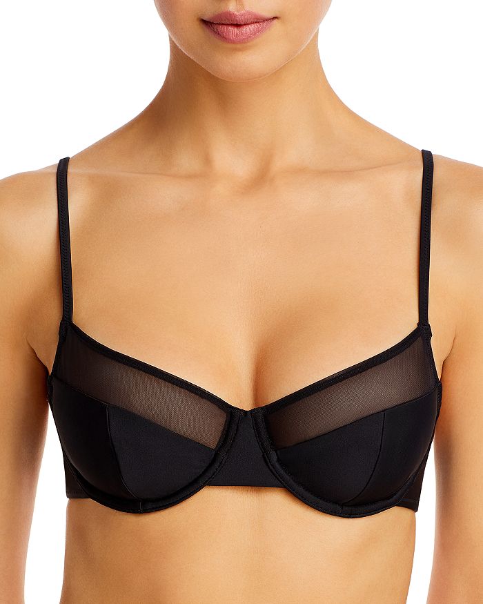 Layered Mesh Underwire Bikini Top - Twilight Black