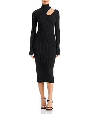 Anine Bing Victoria Cut-out Sweater Dress In Black