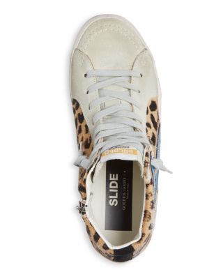 【Golden Goose 】LEOPARD HIGH TOP SNEAKER GOLDEN GOOSE Slide Leather Leopard Glitter Toes Mid/High Top