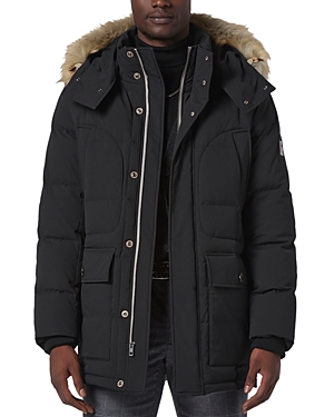 Shop Andrew Marc Olmstead Hooded Faux Fur Coat In Black