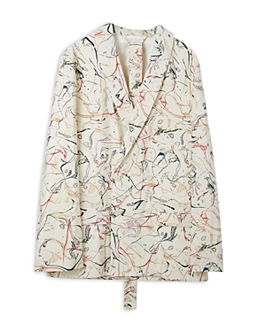LEMAIRE BELTED ABSTRACT PRINT JACKET