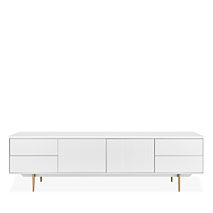 Euro Style Norna Media Stand In Matte White With Brass Legs