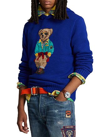 Polo Ralph Lauren - Cotton Polo Bear Intarsia Knit Regular Fit Hooded Sweater