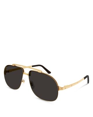 Cartier - Santos Evolution 24K Gold Plated Navigator Sunglasses, 62mm