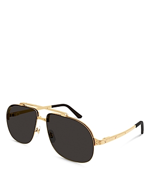 Shop Cartier Santos Evolution 24k Gold Plated Navigator Sunglasses, 62mm In Gold/gray