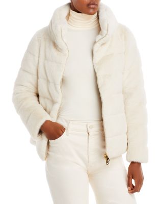 Herno Monogram-trim Faux-fur Coat In White