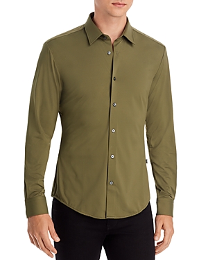 Hugo Boss Robbie Sharp Fit Shirt In Open Green