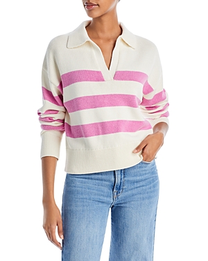 Velvet By Graham & Spencer Lucie Striped Sweater In Milk/rose