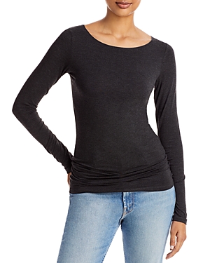 Majestic Filatures Soft Touch Long Sleeve Merrow Edge Boatneck T-shirt In 88an Anth