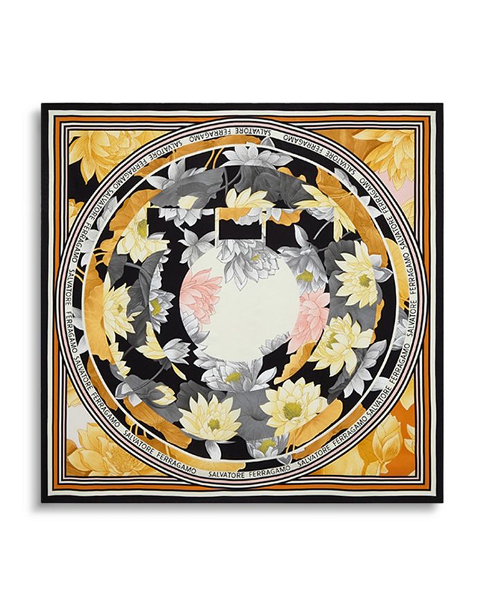 Ferragamo - Ninfee Nero Oro Silk Scarf