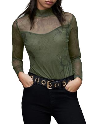 Allsaints Elia Heidi Bodysuit In Forest Green