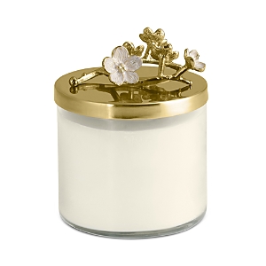 Shop Michael Aram Cherry Blossom Candle With Lid, 13.5 Oz. In Clear/gold