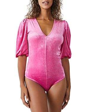 Free People Women's Don't You Wish Velvet Bodysuit In Pink Phenom