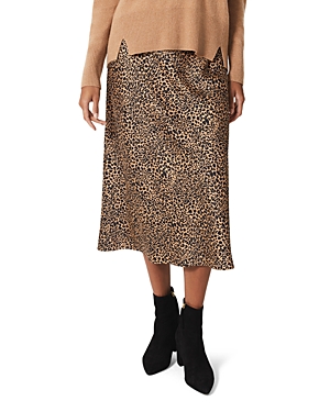 Hobbs London Jas Animal Print Slip Skirt In Black Vicuna